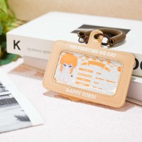 Porte-cartes personnalisé en cuir PU avec fenêtre transparente pour carte d'identité, porte-badge de dessin animé, sac portable à suspendre, motif personnalisé