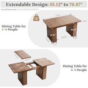 Fabricante de Muebles, Mesa de Comedor Extensible Rectangular de Madera con Base Acanalada, Personalizable con Logotipo, Gran Venta - Product Image 4