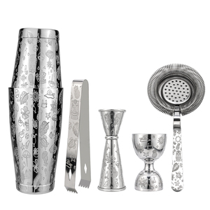 <span class=keywords><strong>Set</strong></span> Shaker Boston Personalizzato con Incisione Tiki 18+28oz in Acciaio Inossidabile, Kit da Barman per Miscelare Drink con Jigger e Strainer - Product Image 1