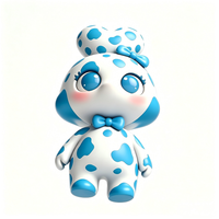 Figurine d'action personnalisée en PVC et ABS, motif cœur à pois bleus, avec emballage personnalisé, service OEM d'usine chinoise