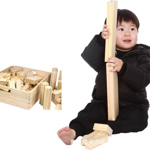 Juego de bloques de construcción de madera, 100 piezas, juguete educativo de construcción de pino natural para niños de 2 a 4 años, unisex - Product Image 2