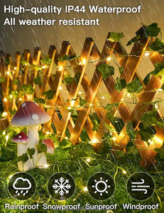 IP44 LED stringa <span class=keywords><strong>luci</strong></span> da giardino fata linea verde foglia ghirlanda stile colore bianco caldo per interni esterni illuminazione decorativa natalizia - Product Image 2