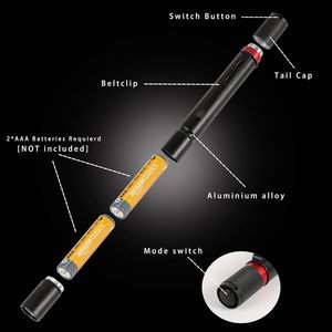 Senter Mini Terang dengan Klip <span class=keywords><strong>2</strong></span>*AAA Baterai Portabel Gantungan Kunci Senter Pena <span class=keywords><strong>3</strong></span> Mode Tahan Air untuk Inspeksi Hadiah Medis - Product Image 3