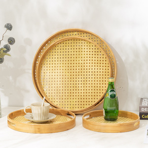 Creative Imitation Rattan Bamboo <b>Tray</b> Mesh Base Portable <b>Tea</b> Serving <b>Tray</b> Square For Home Restaurant Use - Product Image 3