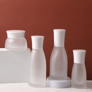 50g Lọ Kem mờ sang trọng 40ml 100ml 120ml chai bơm kem dưỡng da thủy tinh mờ Chai xịt mực có nắp màu trắng - Product Image 4