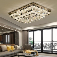 Lustre Moderne de Luxe Lampe Grand Rectangulaire K9 Boule de Cristal Plafonnier Hall Salon Lustre Fabricant