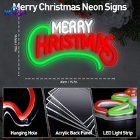 Panneau néon LED Joyeux Noël 3D, une couleur, alimenté par USB, à suspendre au mur, commande manuelle, décoration de Noël pour fête, chambre à coucher, vacances