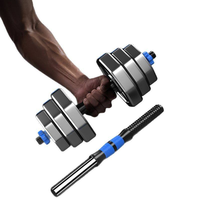 Ensemble d'haltères réglables, barres et kettlebells en plastique, portables, 2 kg à 100 kg, pour la maison