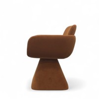 Chaise de salle à manger entièrement rembourrée en velours au design minimaliste italien avec accoudoirs, écologique, pour la maison moderne, le bureau ou l'appartement