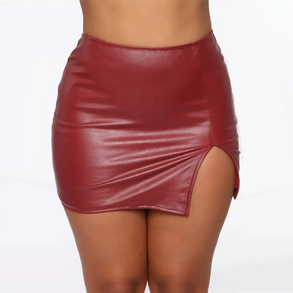 New Custom Zipper Design Fashion Women's Sexy Leather Mini Skirt