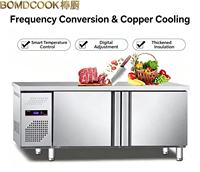 Table de travail en acier inoxydable pour cuisine professionnelle, avec congélateur à double température et refroidissement par air, équipement de réfrigération