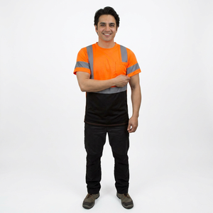 เสื้อก่อสร้างแบบถักสะท้อนแสงสีสะท้อนแสงสูงสำหรับงานจราจรและรักษาความปลอดภัย  แบบพิมพ์ลายสไตล์ทางการ - Product Image 1