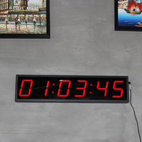 Timer Interval LED Merah 6-Digit 4-Inci dari Paduan Aluminium, Timer Dinding untuk Gym, Multifungsi untuk Pertemuan Olahraga dan Pidato
