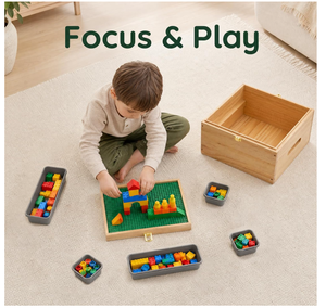 Caja de Almacenamiento de Madera para <span class=keywords><strong>Lego</strong></span>, Base de Construcción de Doble Cara con Tapa, 5 Compartimentos Extraíbles, Organizador de <span class=keywords><strong>Ladrillos</strong></span> <span class=keywords><strong>Duplo</strong></span> - Product Image 3