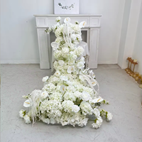 M-FR70 Fleurs artificielles vertes bordeaux naturelles, centre de table blanc pour allée, chemin de table rose, fournitures de décoration de mariage