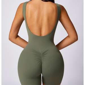 Vendita all'ingrosso di un pezzo con Zip sulla parte anteriore Yoga Activewear scunch Booty senza soluzione di continuità palestra donna tuta Fitness <span class=keywords><strong>abbigliamento</strong></span> donna - Product Image 5