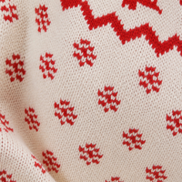 Robe courte à col rond pour filles avec logo personnalisé, rouge et blanc, motif Fair Isle, manches longues, tricot en viscose mélangée, tendance automne-hiver