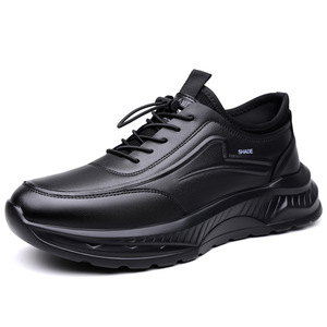 Chaussures décontractées pour hommes, doublées de polaire, en cuir souple, à talon bas, semelle en caoutchouc, confortables pour les loisirs - Product Image 5