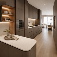 Gabinetes de Cocina Modernos de Aleación de Aluminio Personalizados con Isla de Almacenamiento, Dimensiones y Acabados a Medida, Hechos a Pedido