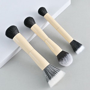 Nouveau pinceau de mélange double tête 1 pièce, en nylon, avec <span class=keywords><strong>tube</strong></span> en aluminium laqué, pour le blush et le maquillage du visage - Product Image 5