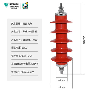 Tianzheng Zinc <b>Oxide</b> Surge Arrester YH5WS-17/50 17KV 5KA Outdoor Type - Product Image 1
