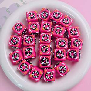 แฟชั่นการ์ตูนน่ารักอะคริลิคมือวาดลูกปัดพวงกุญแจโทรศัพท์มือถือ DIY เครื่องประดับเป็นรูตรง - Product Image 5