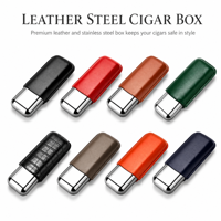 Humidor à cigares en acier inoxydable, étui de voyage en cuir anti-écrasement, boîte de rangement portable pour cigares, pochette cadeau pour hommes