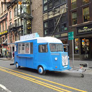 Food Truck Mobile Rétro pour Snacks, Légumes, Glaces, BBQ, Foodtruck Noir Bleu Vintage avec DOT CE ISO - Product Image 1