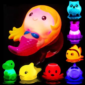 8 팩 방수 라이트 업 목욕 장난감 세트 깜박이 다채로운 조명 아기 목욕 시간 재미