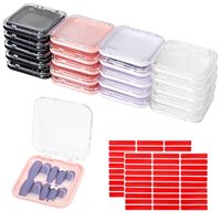 Boîte d'emballage carrée en plastique PP transparent personnalisable, recyclable, anti-poussière pour manucure, boîte de rangement pour bijoux
