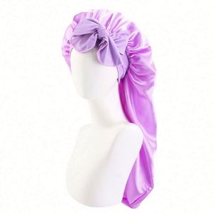 Bonnet de nuit et de protection capillaire long en satin avec logo personnalisé et queue ajustable pour femme adulte, idéal pour une utilisation quotidienne en extérieur, toutes saisons - Product Image 6