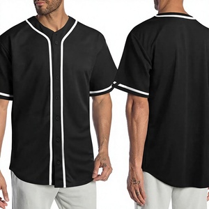 Maillot de baseball noir pour homme, manches courtes, boutons sur le devant, respirant, séchage rapide, polyester, vêtements de sport, coupe classique, adulte, unisexe - Product Image 3