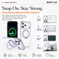 Coque de téléphone antichoc transparente en TPU et PC avec anneau métallique rotatif à 360° et support magnétique, personnalisable avec logo OEM pour iPhone 18 17 Pro Max