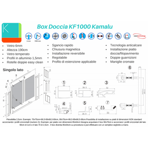 Kamalu KF1000 moderno 110x90 cm vetro satinato senza cornice 6mm custodia in alluminio per hotel doccia a vapore - Product Image 3