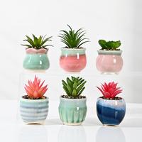 Pot bunga keramik Mini Modern ramah lingkungan, kapasitas 1-2l untuk penggunaan Desktop gaya desain kecil untuk tanaman bunga berdaging dalam ruangan