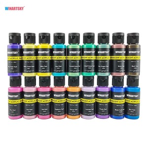 Sơn acrylic óng ánh, 18 màu, chai 2 oz/60ml, chuyển màu, sơn trên đá, gỗ vải, vải, gốm & đá - Product Image 1