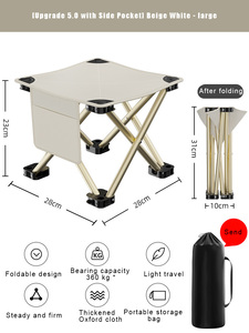 Foldable <b>Portable</b> Outdoor Camping Fishing Beach Picnic <b>Stools</b> with Side Oxford Pockets - Product Image 6