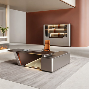 Ensemble de bureau et chaise de direction Tech Boss haut de gamme, moderne et classique, en MDF modulaire, avec base en acier, adapté pour la maison/le bureau/l'apartment - Product Image 2