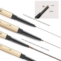 Crayon à sourcils double embout fin certifié Halal BPOM, tube doré, imperméable, maquillage naturel 3D pour sourcils, marque privée, vente en gros