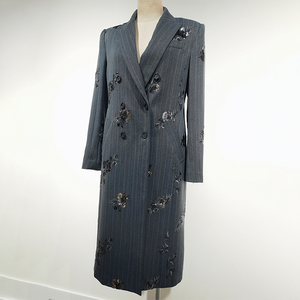 Womens Coats Wholesale Custom 3D Embroidery Single-breasted Long Sleeve Fashion Overcoat for Women