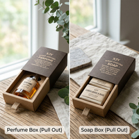 Boîte coulissante en papier kraft brun XJY avec manchon extensible et plateau rigide pour l'emballage de parfums, de chocolats et de savons
