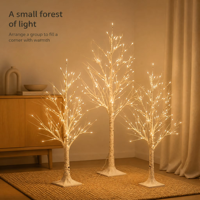 Arbre lumineux LED 8 modes 120 cm en bouleau blanc, guirlande féerique, arbre scintillant de table, décoration lumineuse pour la maison, la chambre et Noël
