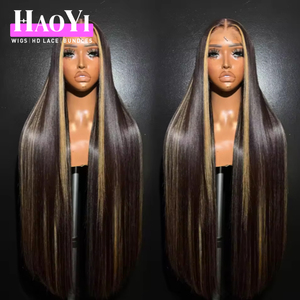 Perruque en cheveux humains brésiliens non traités, couleur méchée P4/27, sans colle, dentelle HD 13x4, qualité 15A, pour femmes noires - Product Image 1