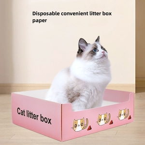Litière pour <span class=keywords><strong>chat</strong></span> portable 2026, nouvelle boîte à litière jetable écologique en <span class=keywords><strong>papier</strong></span> biodégradable, capacité 65L, rectangulaire, facile à utiliser pour les chats - Product Image 1