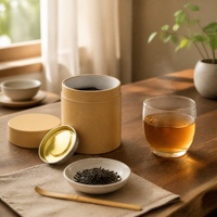 Boîte à thé personnalisée en papier de cuir de vachette biodégradable et recyclable, respectueuse de l'environnement pour les boissons caféinées, avec estampage à chaud.