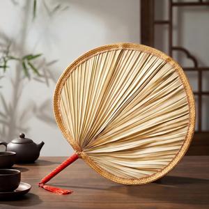 Éventail rond en feuilles de palmier naturelles tissées à la main, pour l'<span class=keywords><strong>été</strong></span>, <span class=keywords><strong>d</strong></span>écoration murale bohème pour la maison, vente en gros - Product Image 5