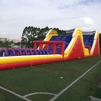 Parcours d'obstacles gonflable personnalisé 5K avec jeux combinés de grimpeuse, toboggan et aire de jeux