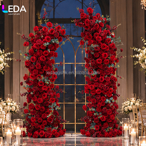 LEDA Indoor Classical Style Event Party Decor Silk <b>Artificial</b> <b>Flower</b> Backdrop Red Horn-shaped <b>for</b> <b>Wedding</b> - Product Image 1