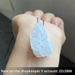 Натуральный бирманский ядеит, чистый белый, полнотелый и властный этнический кулон для мужчин и женщин, Подарочный 0006 - Product Image 3