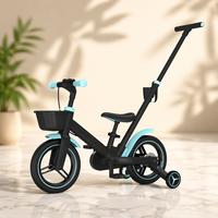 Vélo d'apprentissage ODM stable à 4 roues pour enfants avec roues d'apprentissage, guidon et selle, vélo multifonctionnel pour enfant, roues EVA de 12 pouces